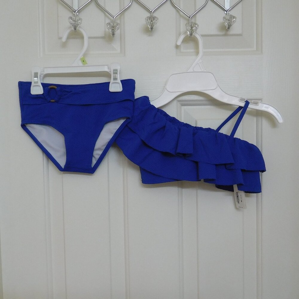 NWT 2pc Janie and Jack Blue Ruffle Shoulder Swimsuit sz 4